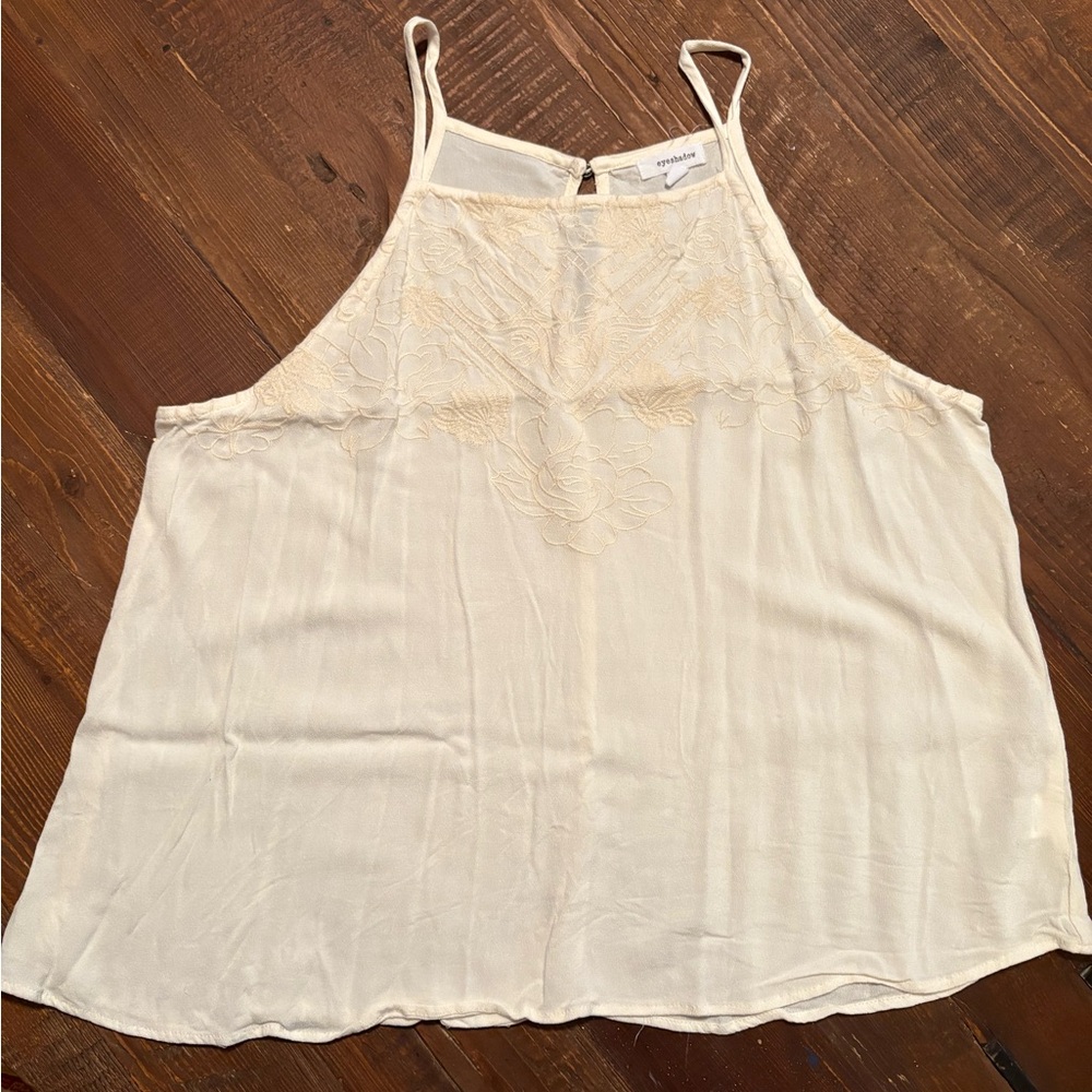 Eyeshadow Cream Embroidered Tank Top